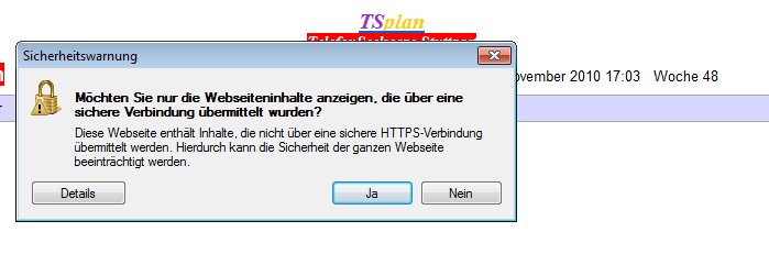 Warnung bzgl. sicherer Verbindung